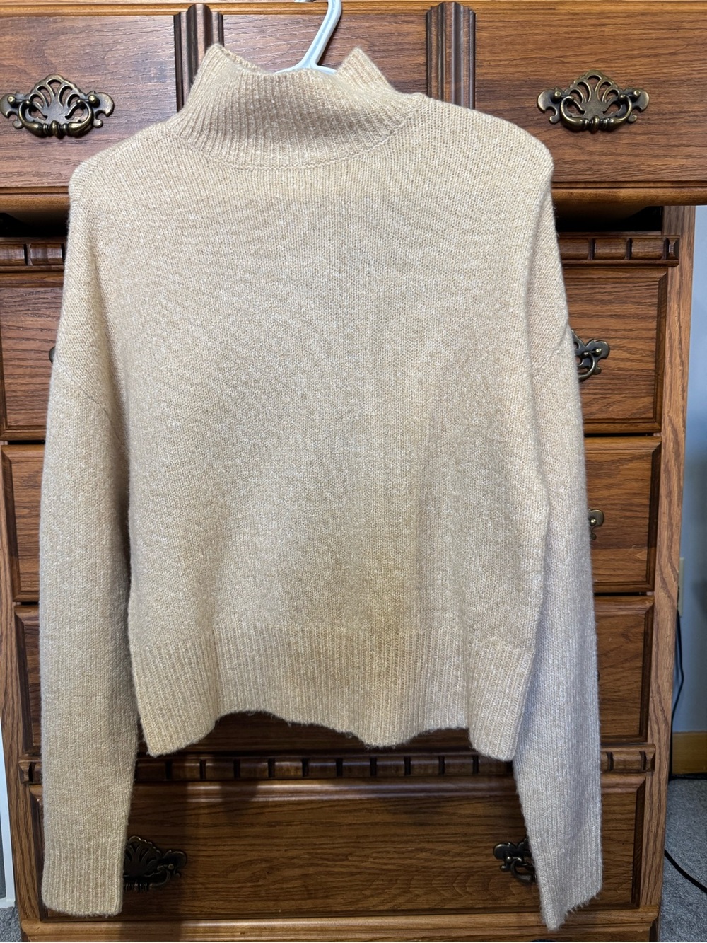 Women's Cream Knit Mock Neck Sweater